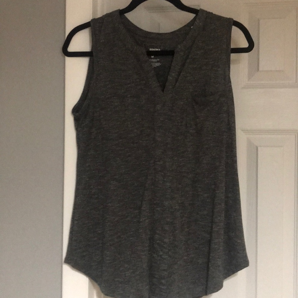 Sonoma button tank black and gray marl. NWOT